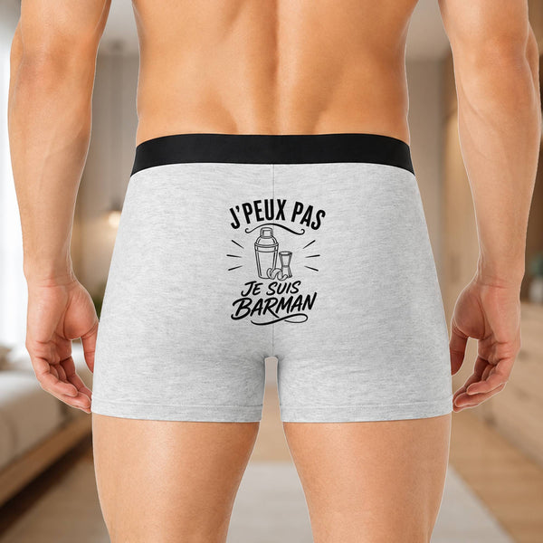 Boxer Homme J’peux pas je suis Barman – Impression au dos