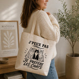 Tote Bag Beige J’peux pas je préfère les Chats