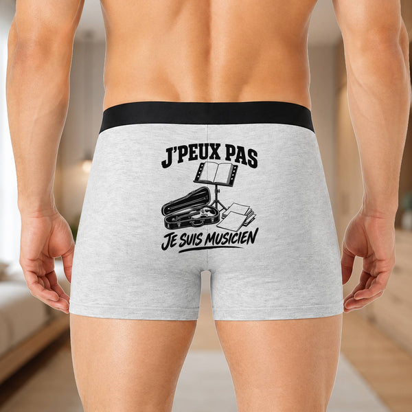 Boxer Homme J’peux pas je suis Musicien – Impression au dos