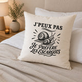 Housse de Coussin J’peux pas je préfère les Escargots