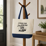 Grand Sac Cabas Fond Bleu J’peux pas j’ai Grand Prix
