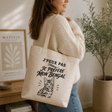 Tote Bag Beige J’peux pas je préfère mon Bengal