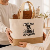 Coffret Cadeau J’peux pas je suis Maman – Sac jute, carnet, stylo, porte-clés et marque-page