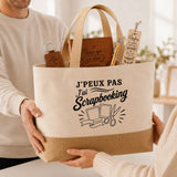 Coffret Cadeau J’peux pas j’ai Scrapbooking – Sac jute, carnet, stylo, porte-clés et marque-page