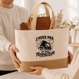 Coffret Cadeau J’peux pas je suis Traducteur – Sac jute, carnet, stylo, porte-clés et marque-page