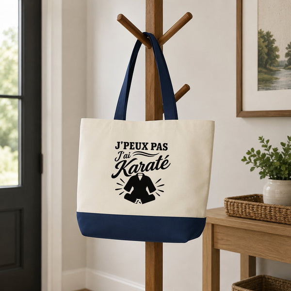 Grand Sac Cabas Fond Bleu J’peux pas j’ai Karaté