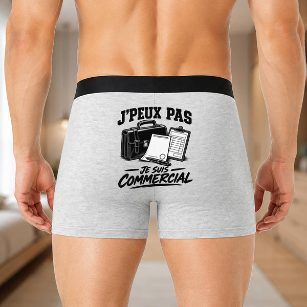 Boxer Homme J’peux pas je suis Commercial – Impression au dos