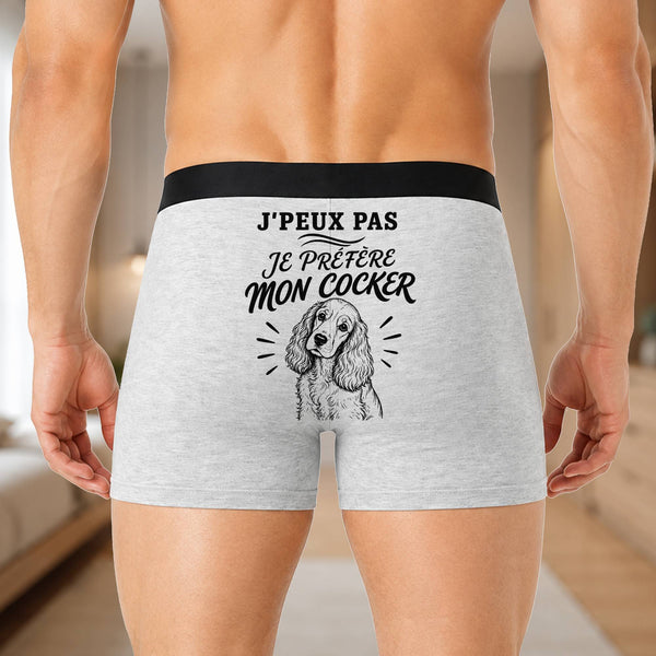 Boxer Homme J’peux pas je préfère mon Cocker – Impression au dos
