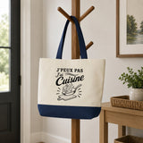 Grand Sac Cabas Fond Bleu J’peux pas j’ai Cuisine