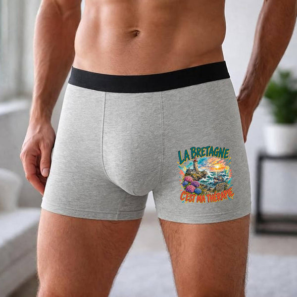 Boxer Homme La bretagne c'est ma thérapie – Impression devant