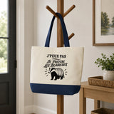 Grand Sac Cabas Fond Bleu J’peux pas je préfère les Blaireaux