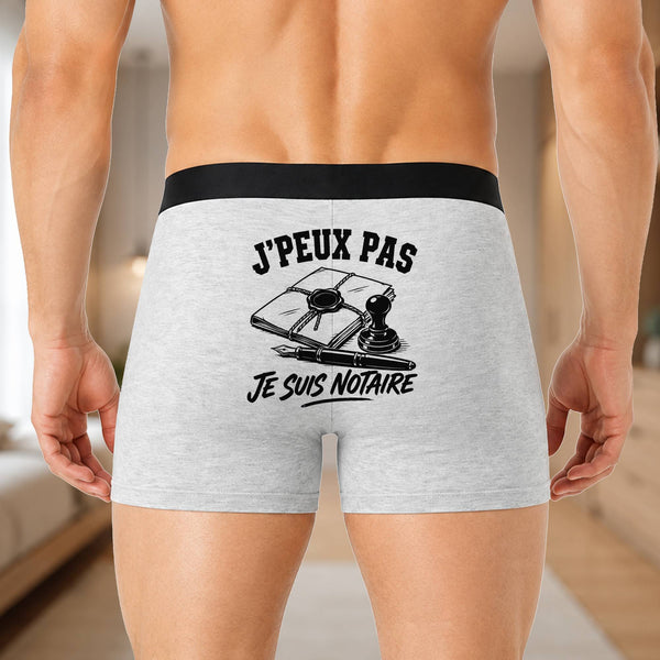 Boxer Homme J’peux pas je suis Notaire – Impression au dos