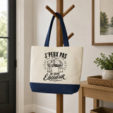 Grand Sac Cabas Fond Bleu J’peux pas je suis Éboueur