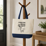 Grand Sac Cabas Fond Bleu J’peux pas je préfère ma Chèvre