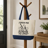 Grand Sac Cabas Fond Bleu J’peux pas je préfère le Jazz