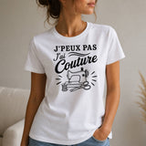 T-shirt Femme Blanc J’peux pas j’ai couture J'peux pas minimaliste