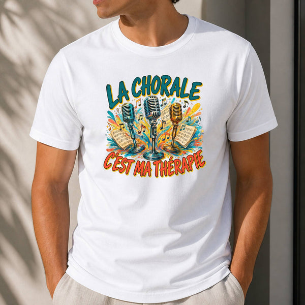 T-shirt Homme Blanc La chorale c'est ma thérapie
