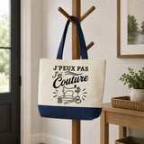 Grand Sac Cabas Fond Bleu J’peux pas j’ai couture J'peux pas minimaliste