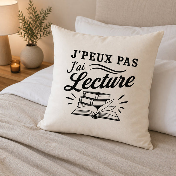 Housse de Coussin J’peux pas j’ai Lecture