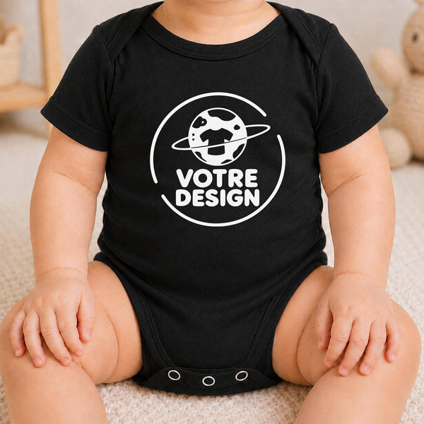 Body bébé manches courtes noir - Votre design - Planetee