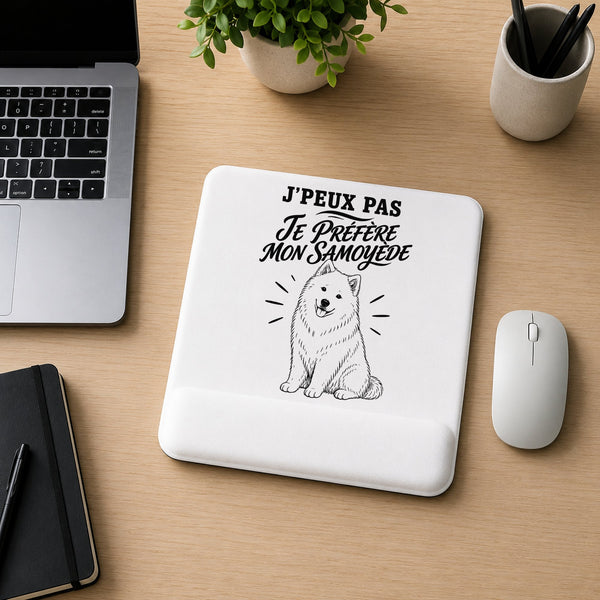 Tapis de Souris J’peux pas je préfère mon Samoyède