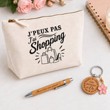 Coffret Cadeau J’peux pas j’ai Shopping – Trousse, stylo bambou et porte-clés