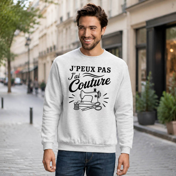 Sweat Gris Chiné J’peux pas j’ai couture J'peux pas minimaliste