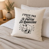 Housse de Coussin J’peux pas je préfère les Rhinocéros