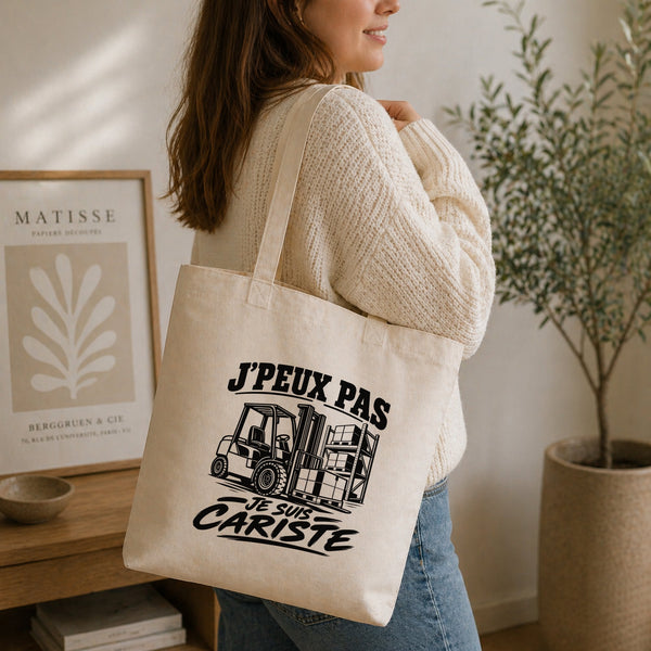 Tote Bag Beige J’peux pas je suis Cariste