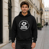Sweat à capuche noir - Votre design - Planetee