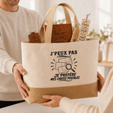 Coffret Cadeau J’peux pas je préfère mes Cartes postales – Sac jute, carnet, stylo, porte-clés et marque-page