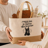 Coffret Cadeau J’peux pas je préfère mon Beauceron – Sac jute, carnet, stylo, porte-clés et marque-page