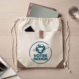 Sac à dos avec pochette avant beige - Votre design - Planetee