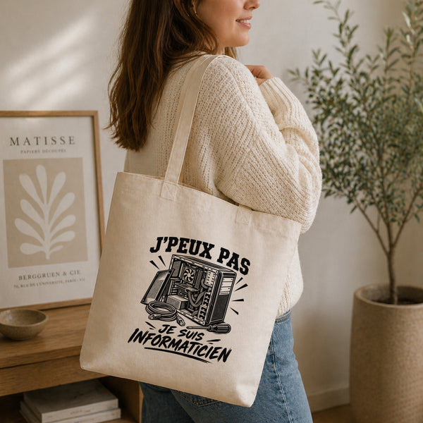 Tote Bag Beige J’peux pas je suis Informaticien