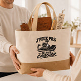 Coffret Cadeau J’peux pas je suis Caissier – Sac jute, carnet, stylo, porte-clés et marque-page