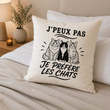 Housse de Coussin J’peux pas je préfère les Chats
