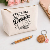 Coffret Cadeau J’peux pas j’ai Dessin – Trousse, stylo bambou et porte-clés