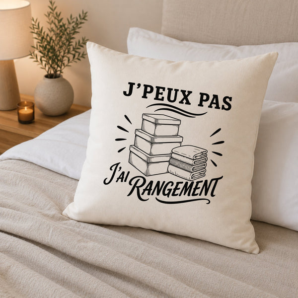 Housse de Coussin J’peux pas j’ai Rangement