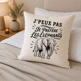 Housse de Coussin J’peux pas je préfère les Éléphants