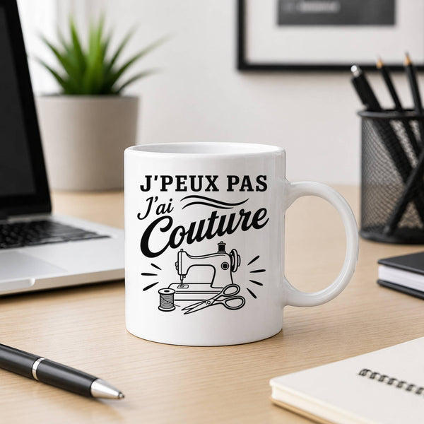 Mug J’peux pas j’ai couture J'peux pas minimaliste