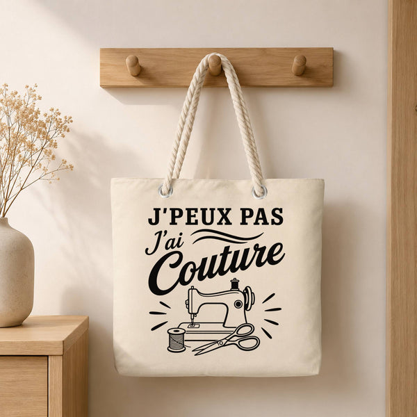 Grand Sac Cabas Beige J’peux pas j’ai couture J'peux pas minimaliste