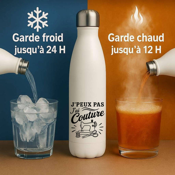 Gourde Isotherme J’peux pas j’ai couture J'peux pas minimaliste