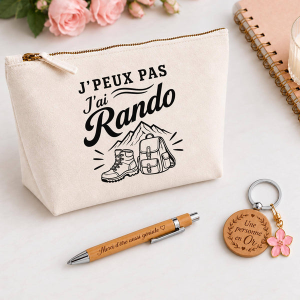 Coffret Cadeau J’peux pas j’ai Rando – Trousse, stylo bambou et porte-clés