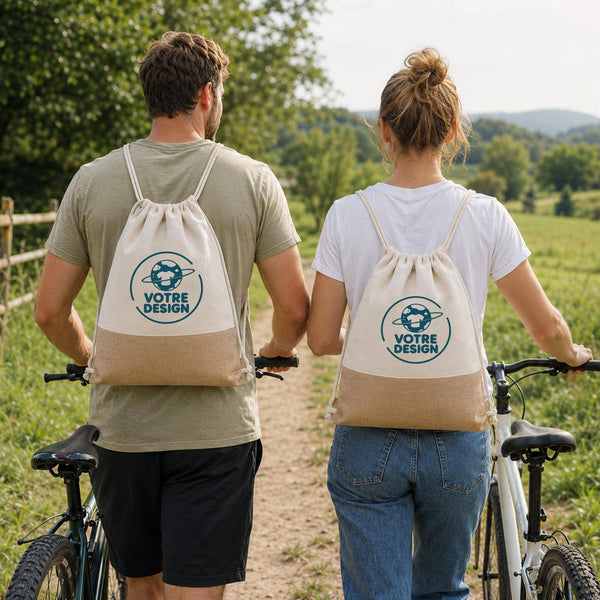 Sac à dos toile et jute - Votre design - Planetee