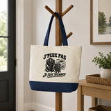 Grand Sac Cabas Fond Bleu J’peux pas je suis Steward