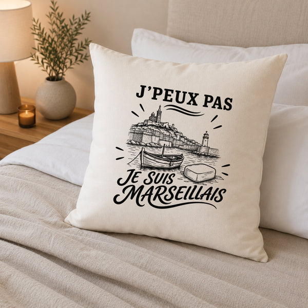 Housse de Coussin J’peux pas je suis Marseillais