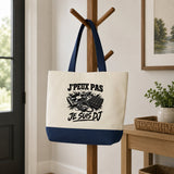 Grand Sac Cabas Fond Bleu J’peux pas je suis DJ