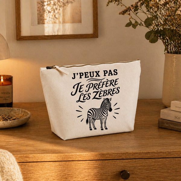 Trousse Beige J’peux pas je préfère les Zèbres