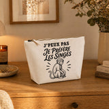 Trousse Beige J’peux pas je préfère les Singes