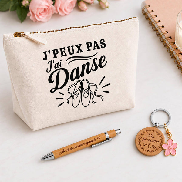 Coffret Cadeau J’peux pas j’ai Danse – danse classique – Trousse, stylo bambou et porte-clés